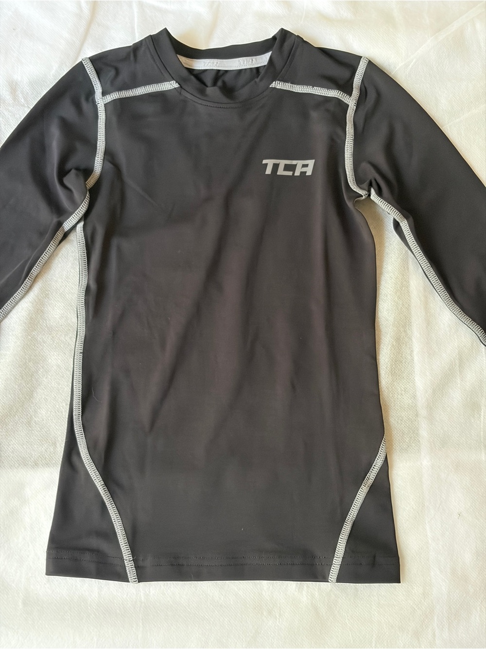 TCA Compression Shirt Boys Small Black Long Sleeve Athletic Base Layer